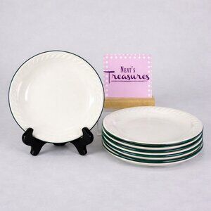 Totally Today White Embossed Rope Green Trim Rim 7" Salad Dessert Plates Set 6